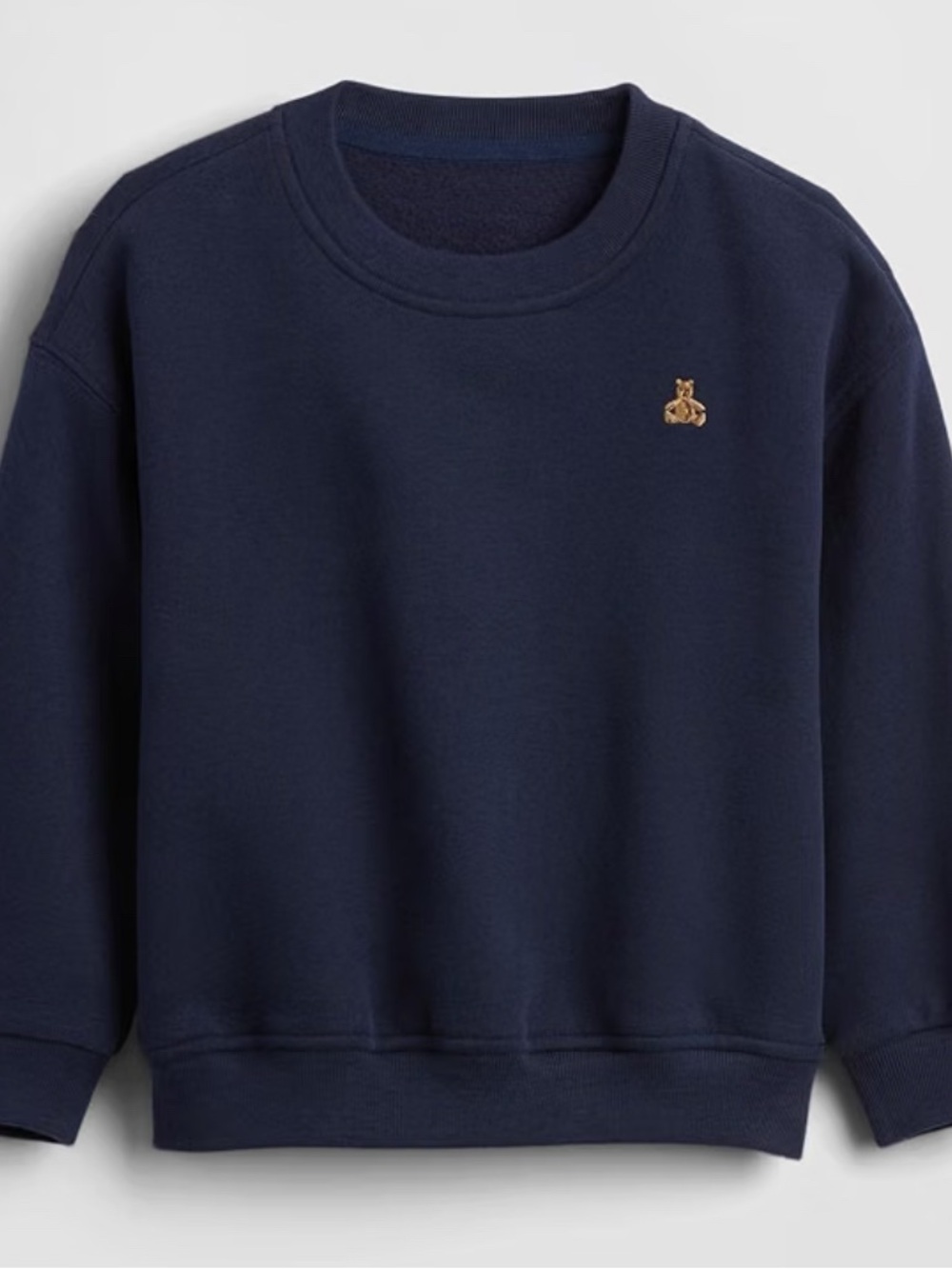 GAP Navy Crewneck Sweatshirt with Small Gold Bear Patch